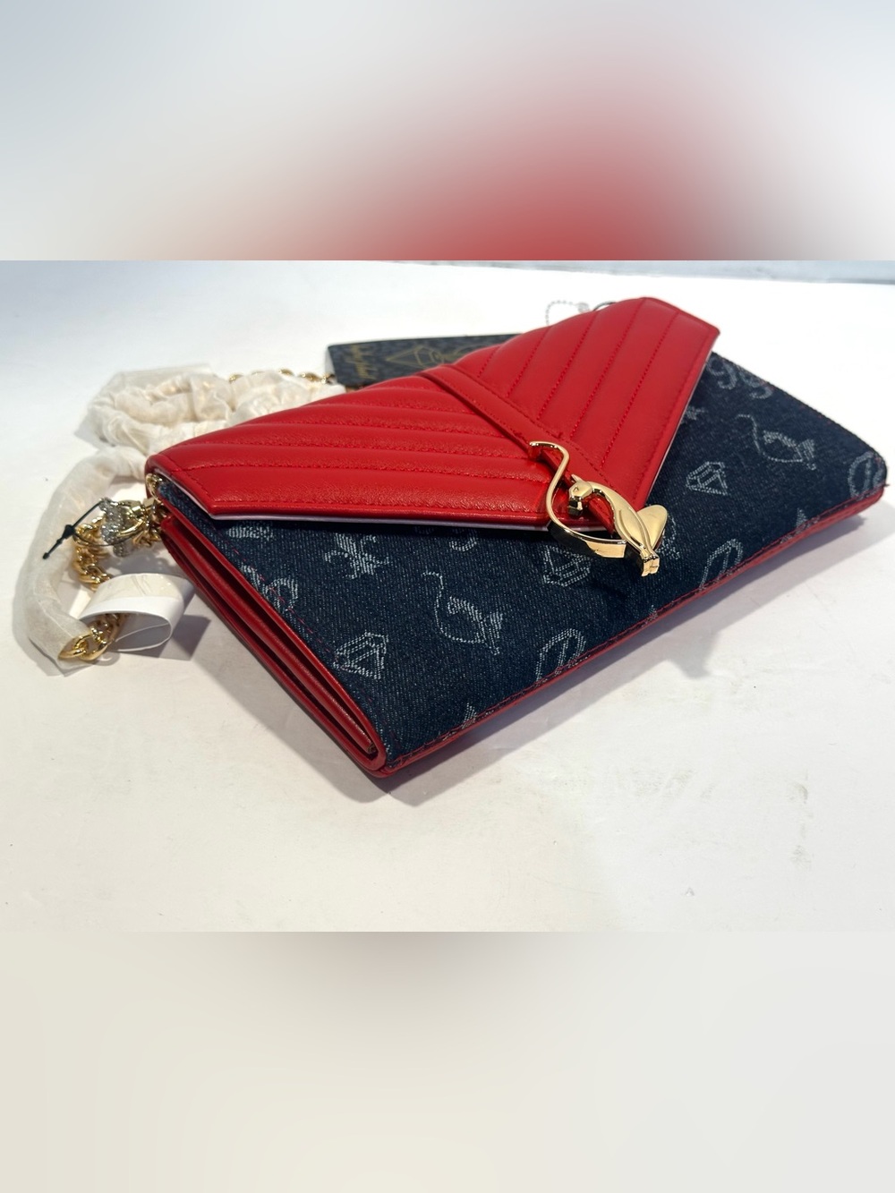 Baby Phat Quilted Red Crossbody Bag with Chain Strap - Picture 7 of 8